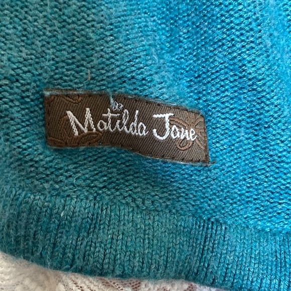 Matilda Jane Girls Size 6 Teal, with Sleeve Detail and Lace and Flowers - Picture 7 of 8